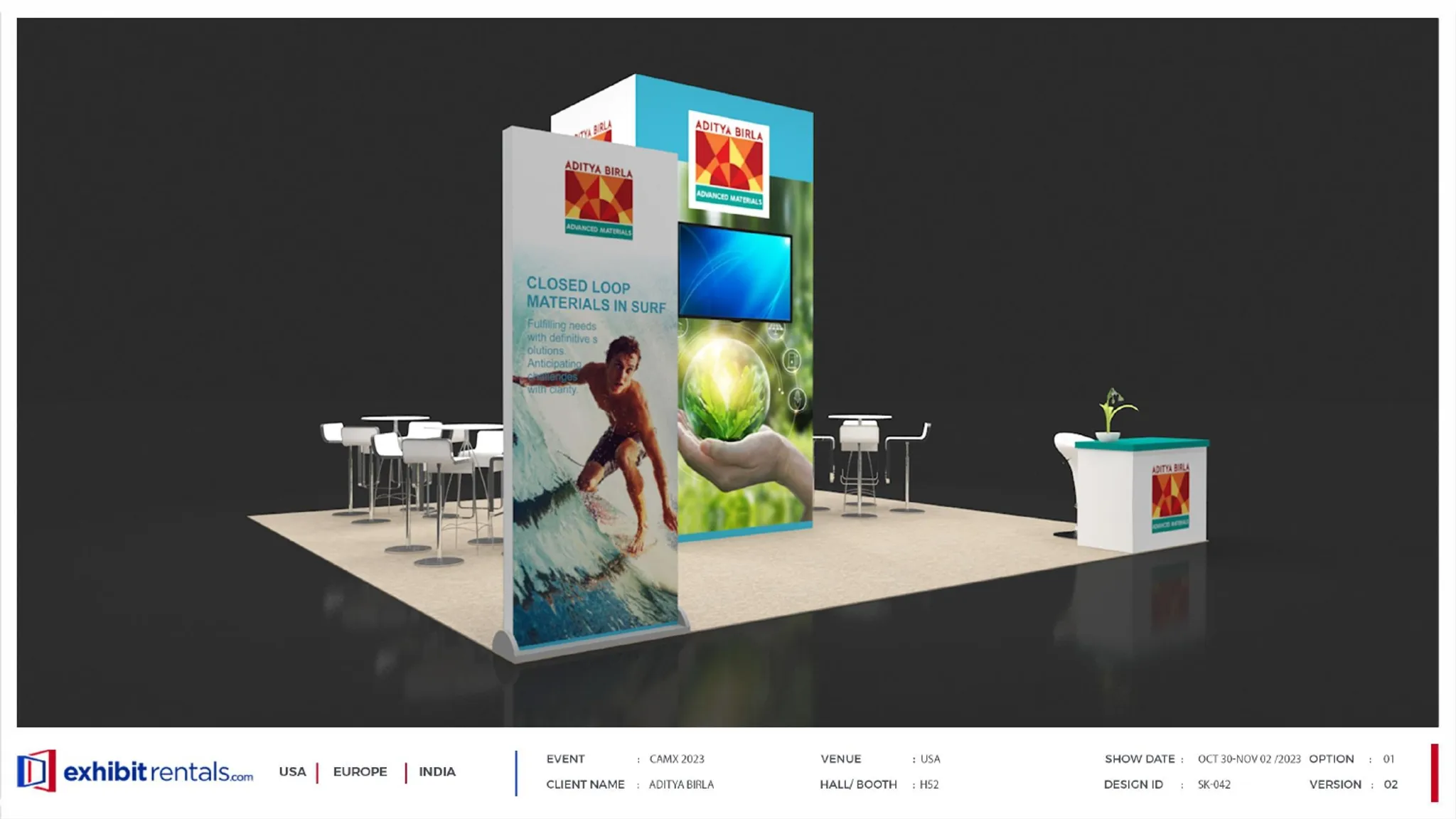 20x20 Island booth design by Exhibit-Rentals